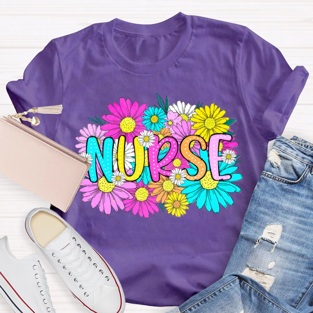 Floral School Nurses Care About Every Student T-shirt