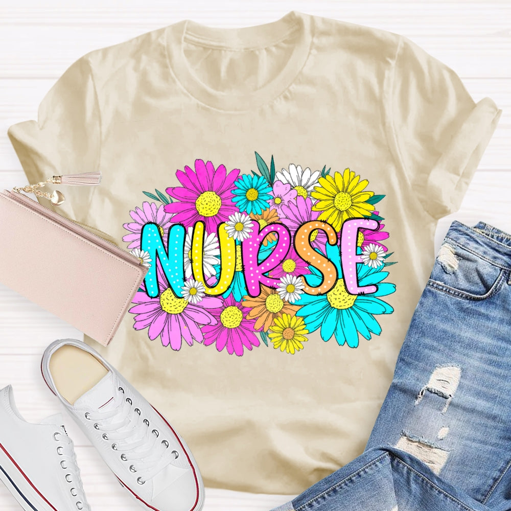 Floral School Nurses Care About Every Student T-shirt