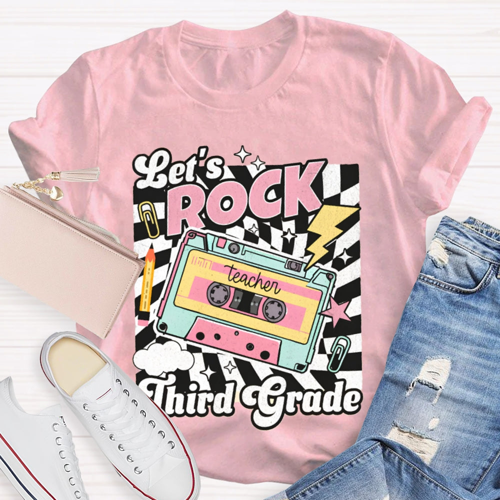 Personalized Grade Third Grade Let'S Rock Teacher T-shirt