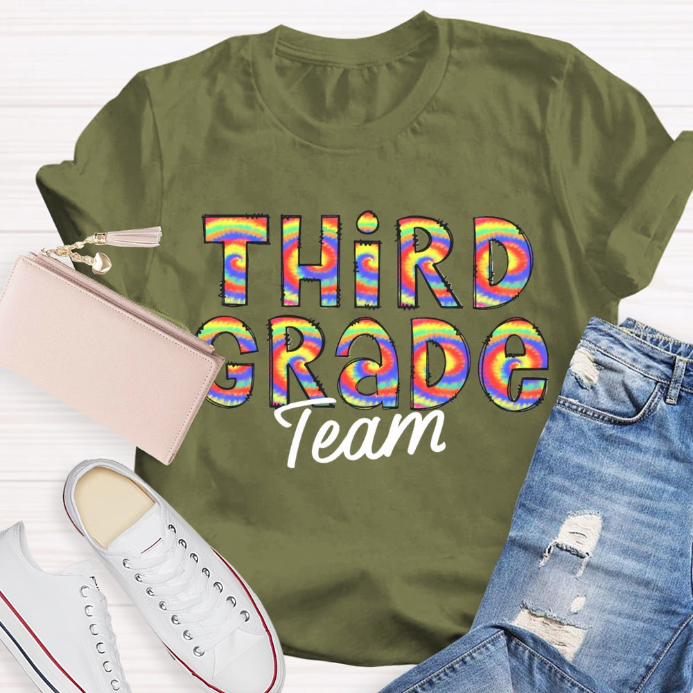 Personalized Grade Team Colorful Gradient Print T-shirt