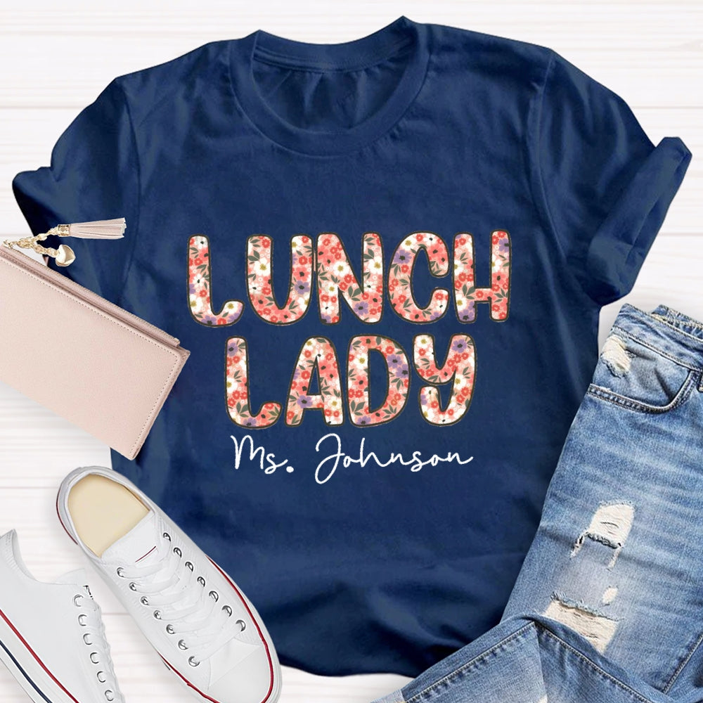Personalized Name Lunch Lady Colorful Printed Letters T-shirt
