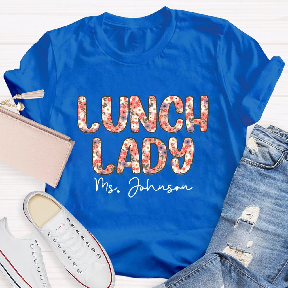 Personalized Name Lunch Lady Colorful Printed Letters T-shirt