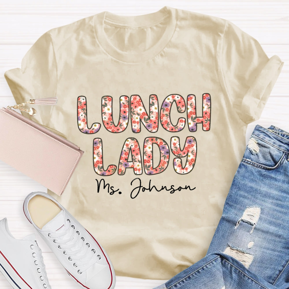 Personalized Name Lunch Lady Colorful Printed Letters T-shirt