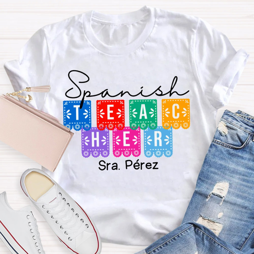 Personalized Name Spanish Bilingual Teacher T-shirt