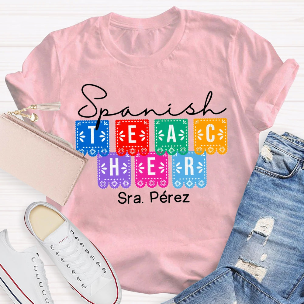 Personalized Name Spanish Bilingual Teacher T-shirt