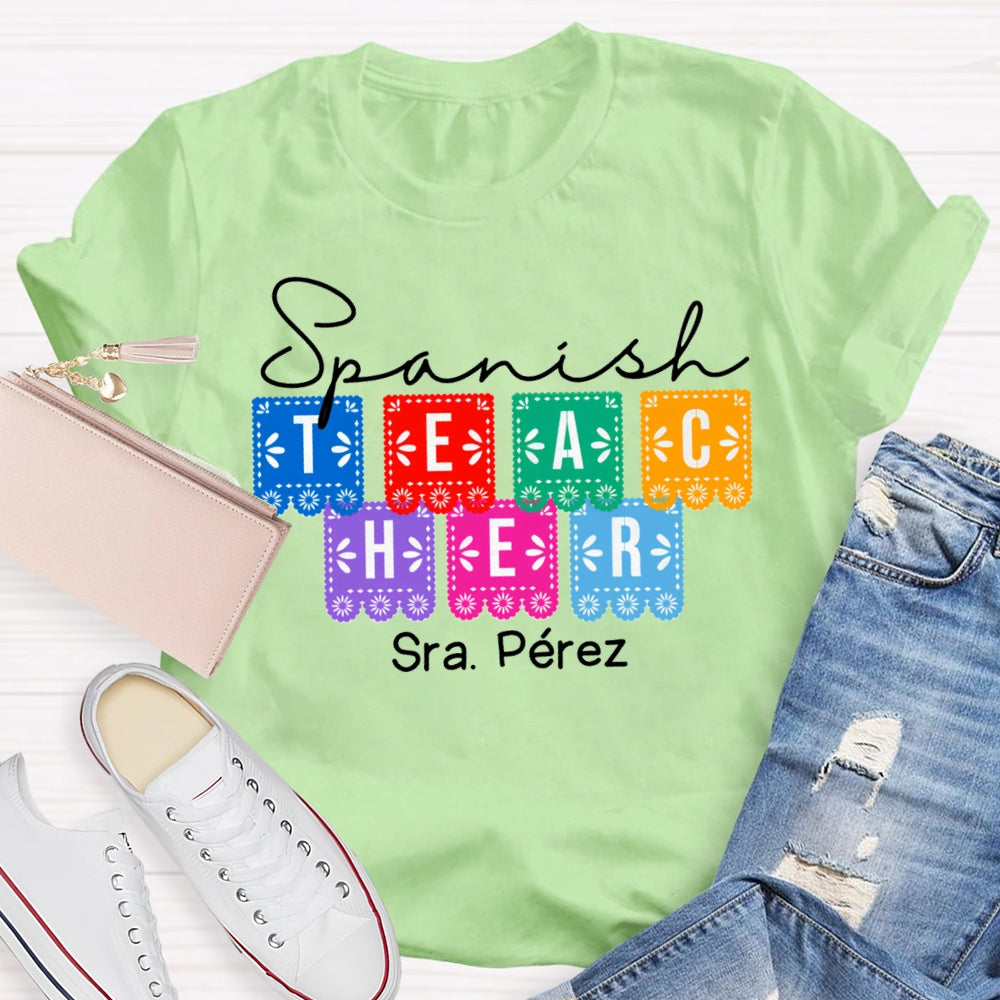 Personalized Name Spanish Bilingual Teacher T-shirt