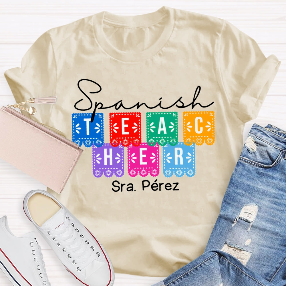 Personalized Name Spanish Bilingual Teacher T-shirt