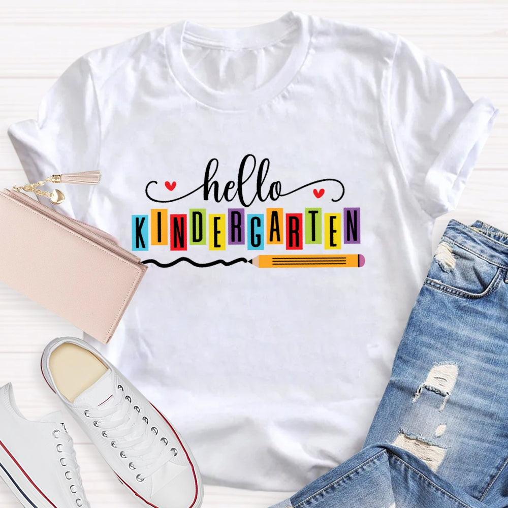 Personalized Grade Hello Kindergarten Back To School Pencil T-shirt