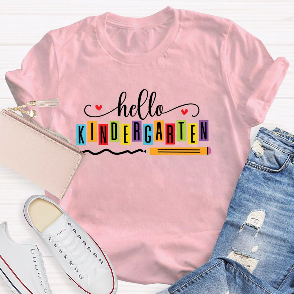 Personalized Grade Hello Kindergarten Back To School Pencil T-shirt