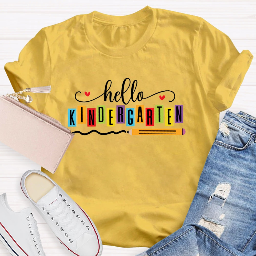 Personalized Grade Hello Kindergarten Back To School Pencil T-shirt