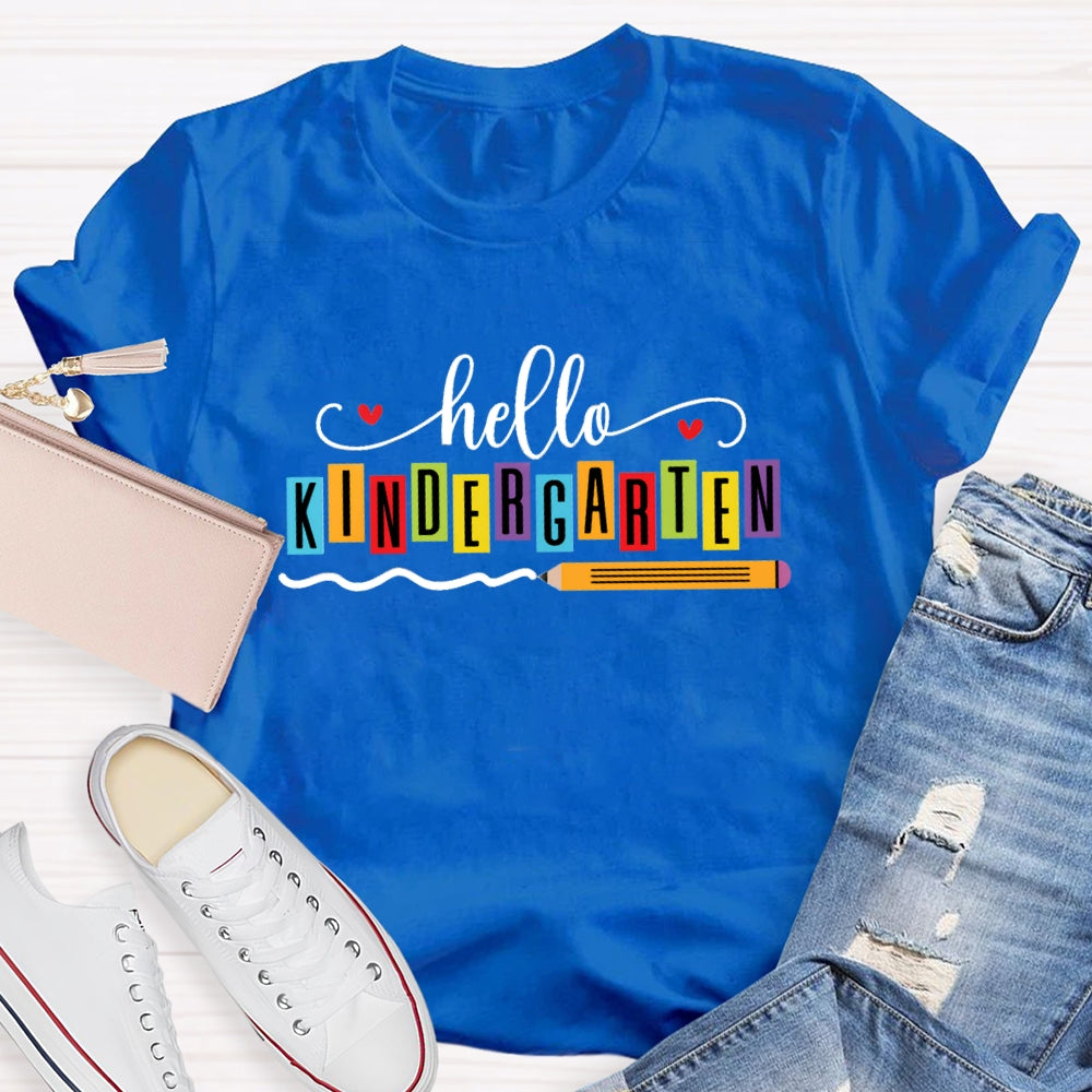 Personalized Grade Hello Kindergarten Back To School Pencil T-shirt
