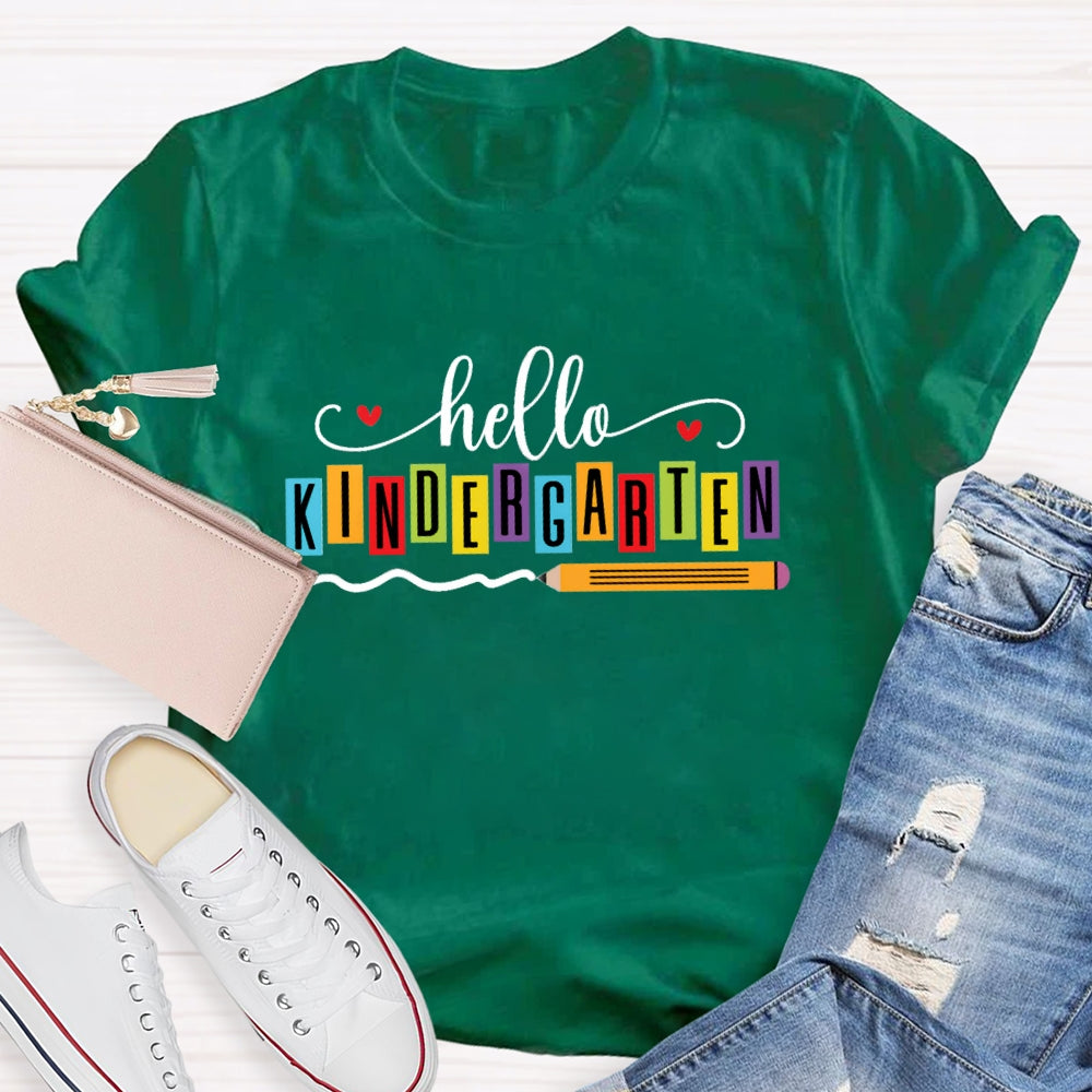 Personalized Grade Hello Kindergarten Back To School Pencil T-shirt