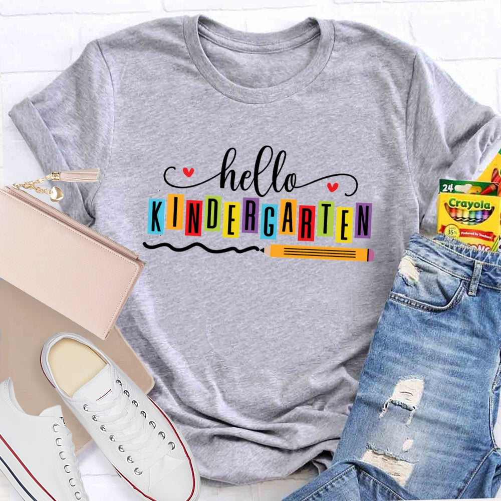 Personalized Grade Hello Kindergarten Back To School Pencil T-shirt