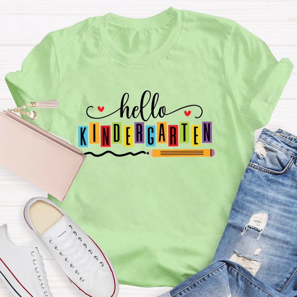 Personalized Grade Hello Kindergarten Back To School Pencil T-shirt