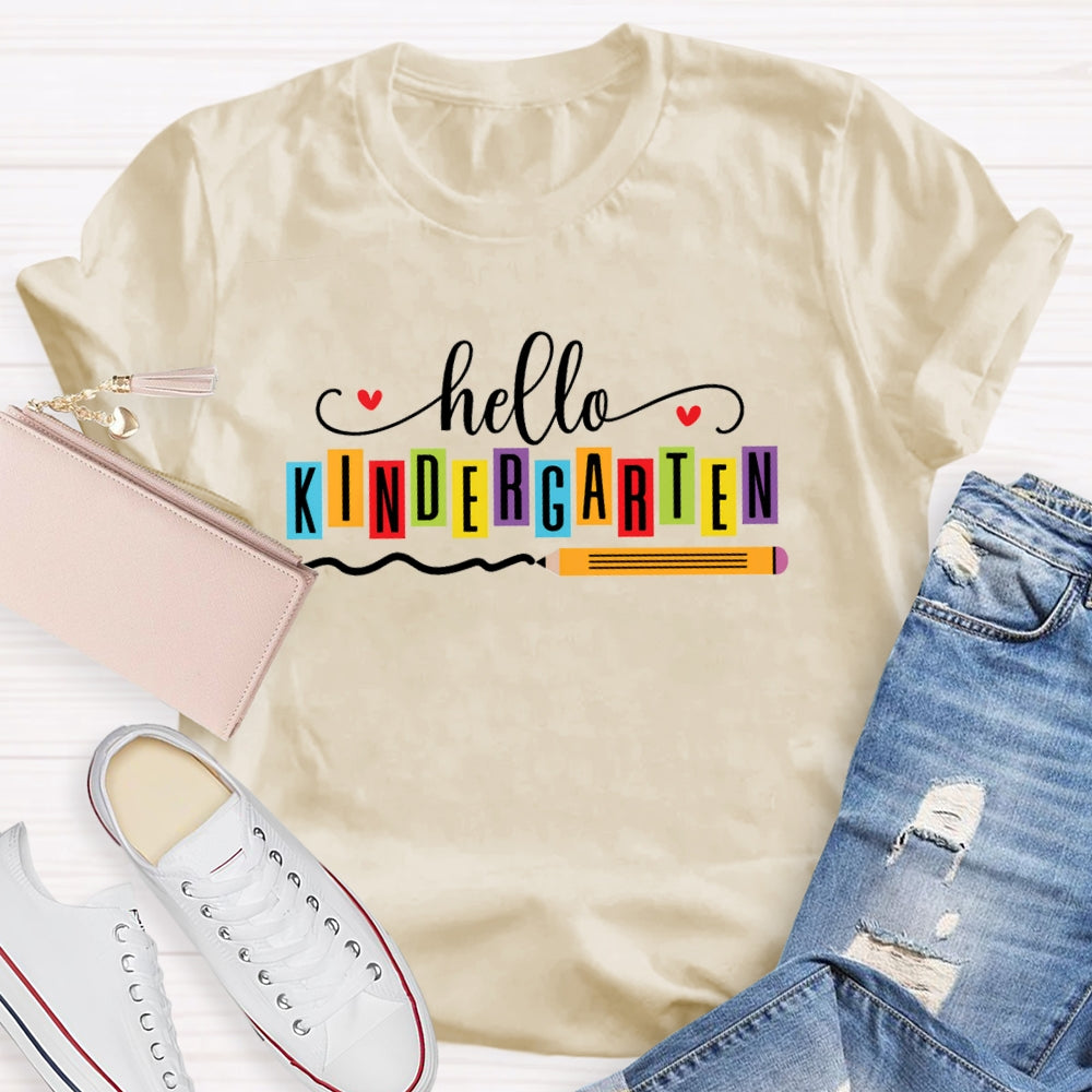 Personalized Grade Hello Kindergarten Back To School Pencil T-shirt
