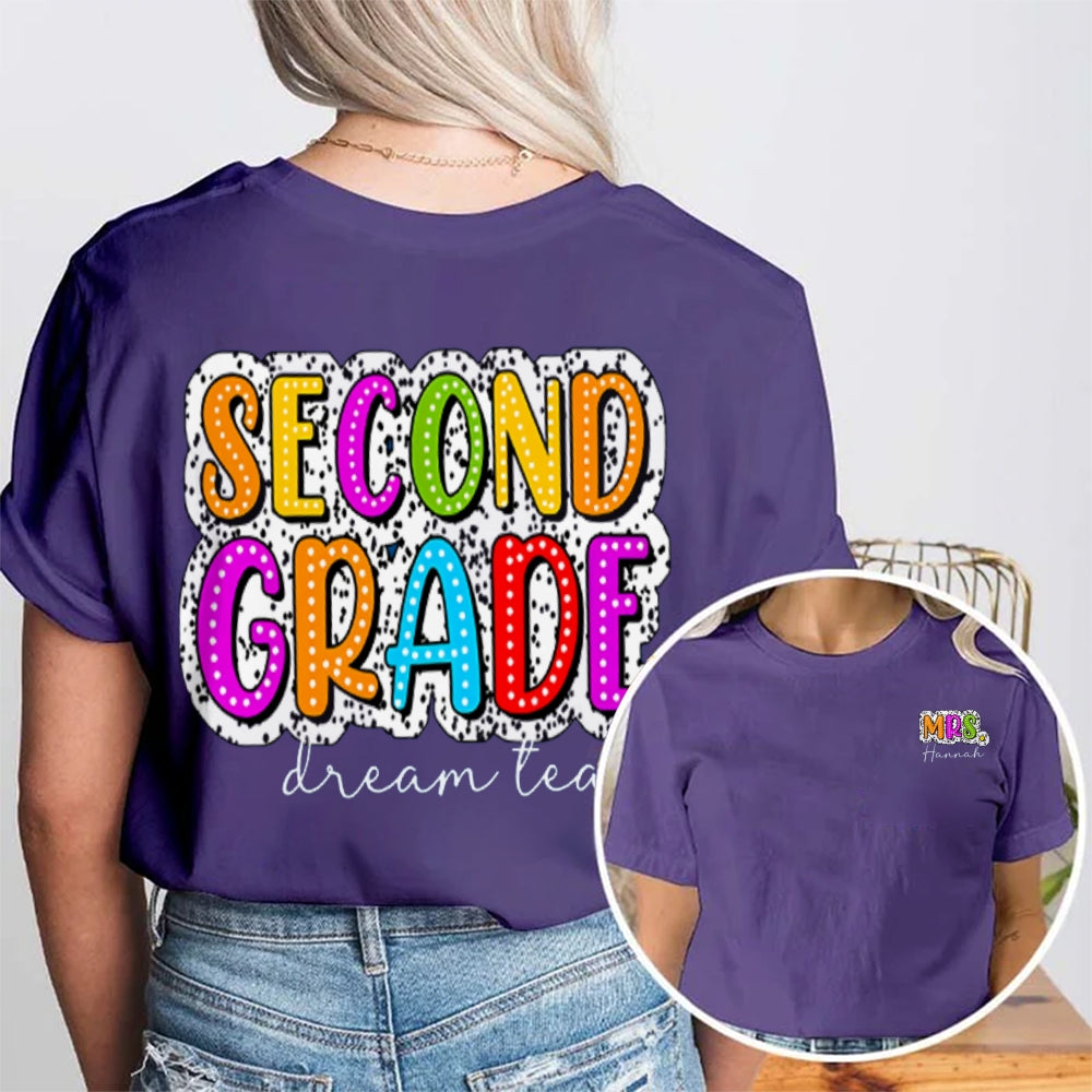 Personalized Grade And Name Colorful Letter Double Printed T-shirt
