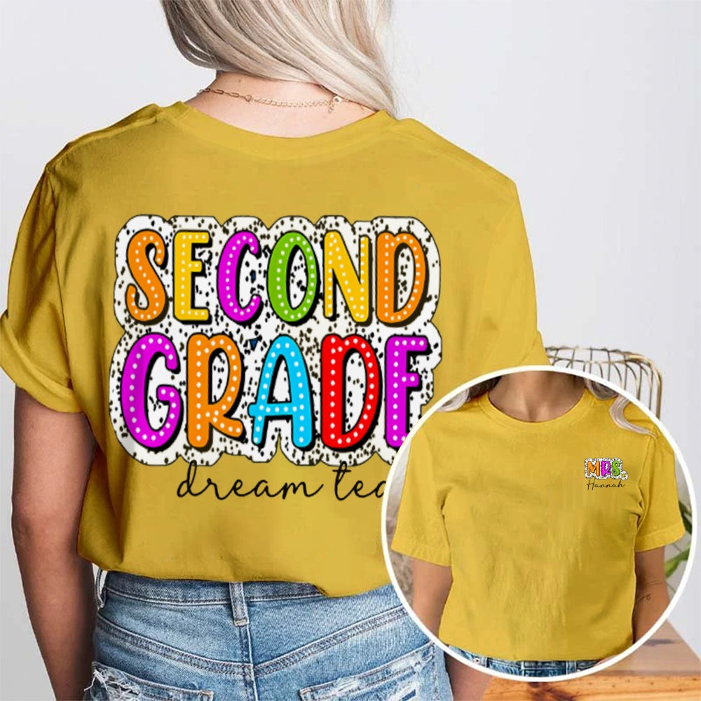 Personalized Grade And Name Colorful Letter Double Printed T-shirt