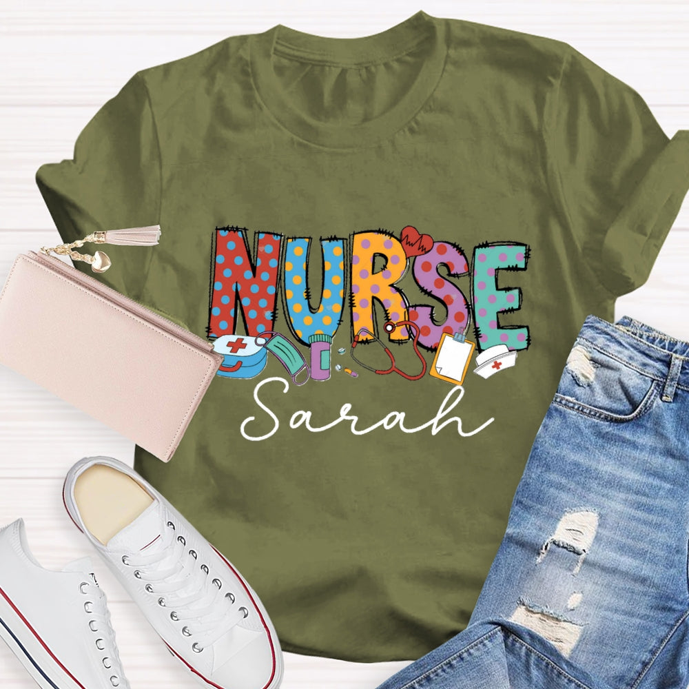 Personalized Name Nurse Medical Kit And Nurse Hat T-shirt