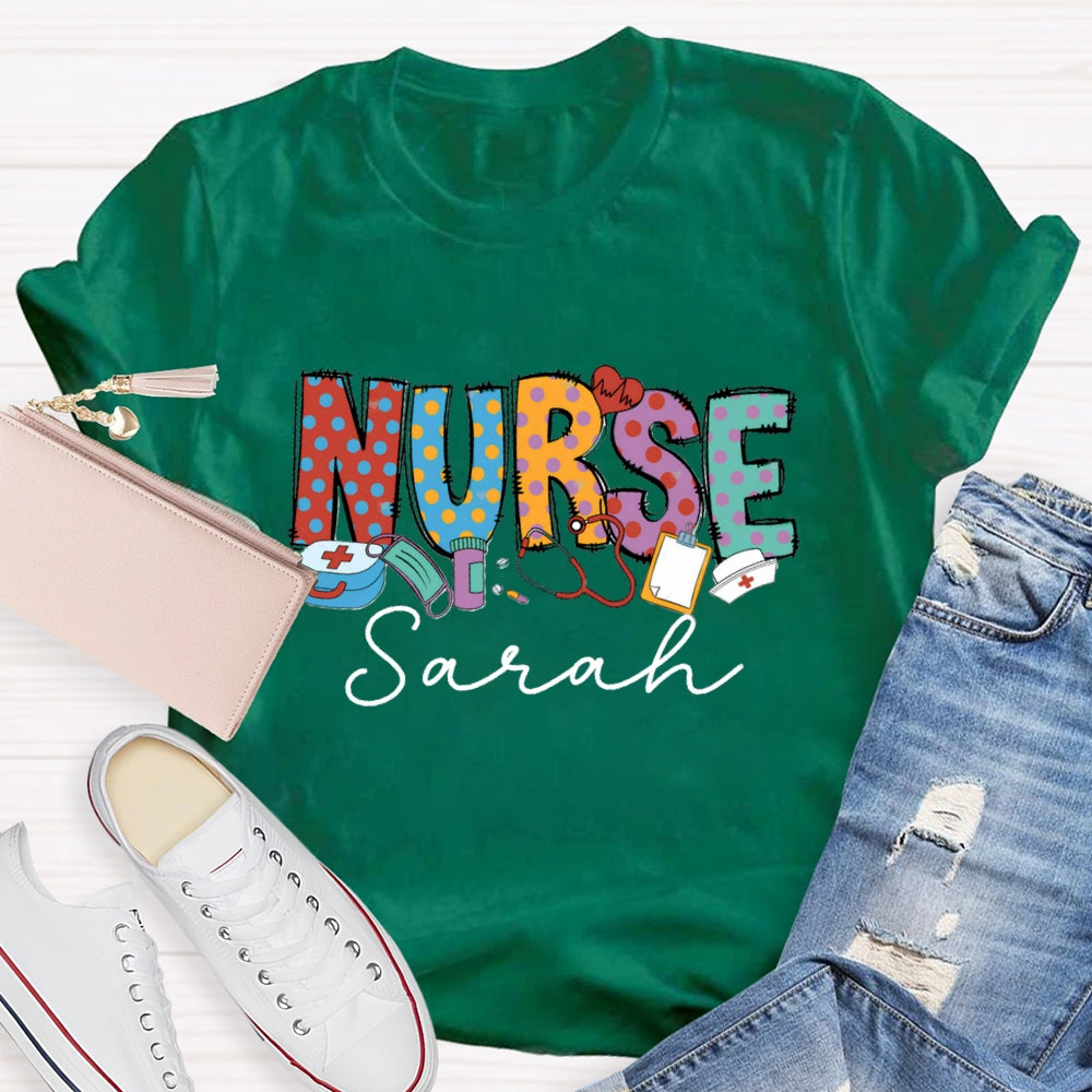 Personalized Name Nurse Medical Kit And Nurse Hat T-shirt
