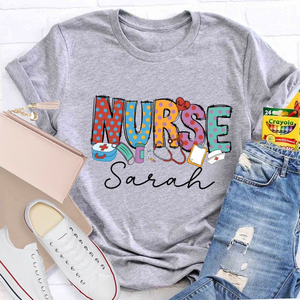 Personalized Name Nurse Medical Kit And Nurse Hat T-shirt