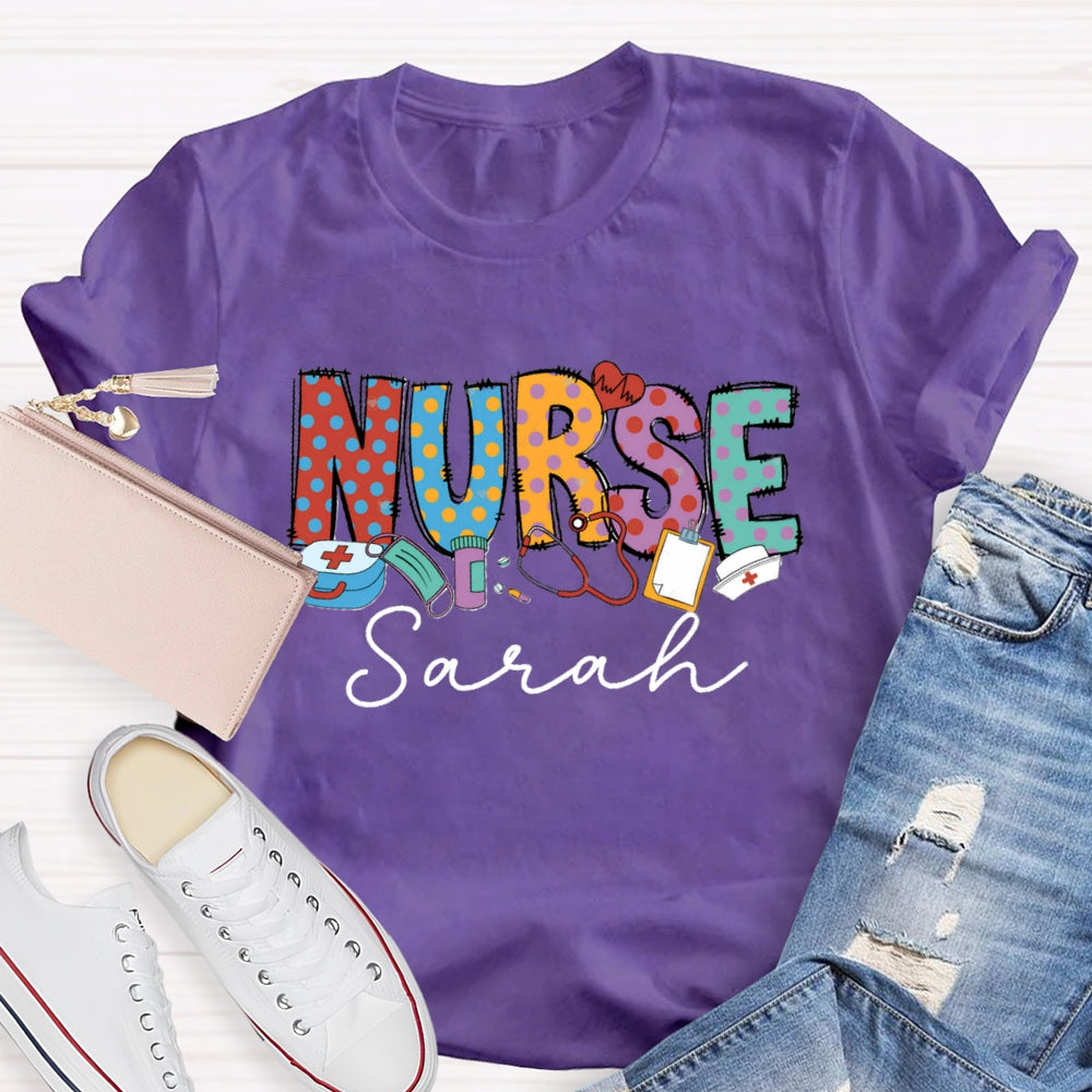 Personalized Name Nurse Medical Kit And Nurse Hat T-shirt