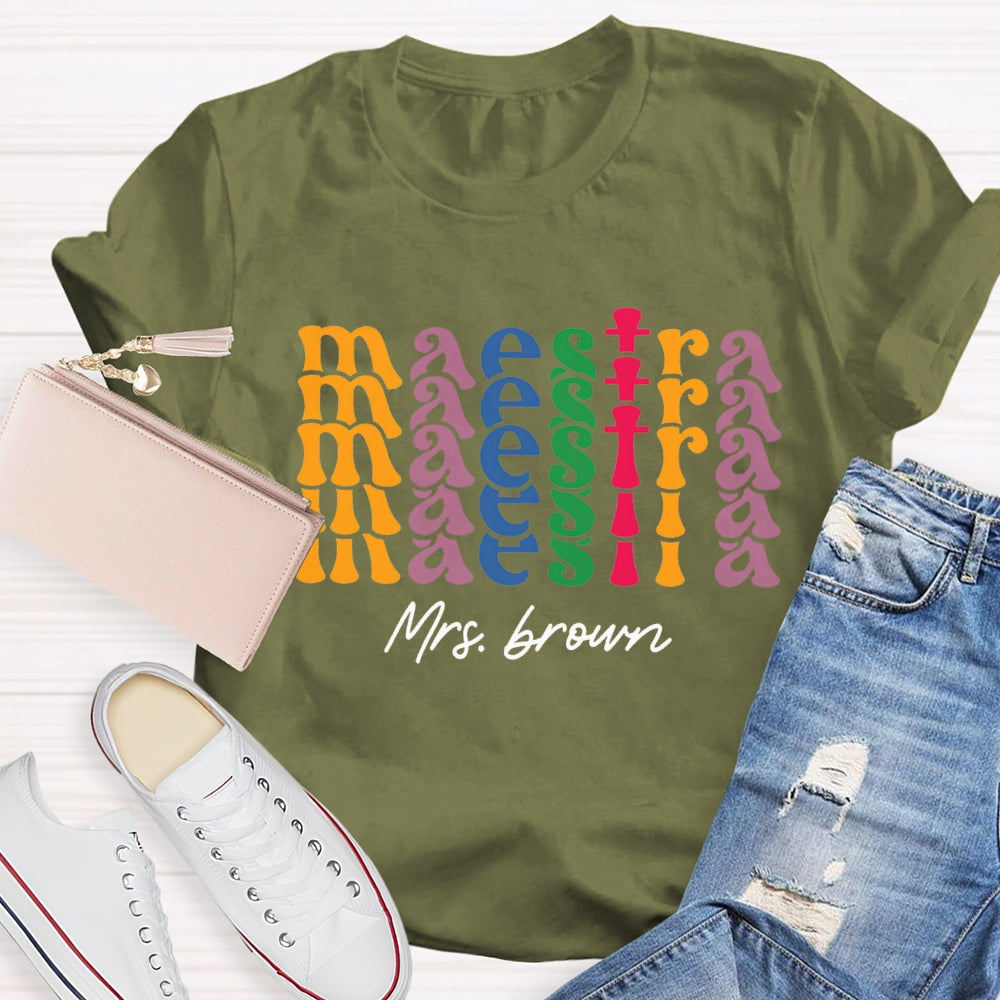 Personalized Name Maestra Bilingual Teacher T-shirt