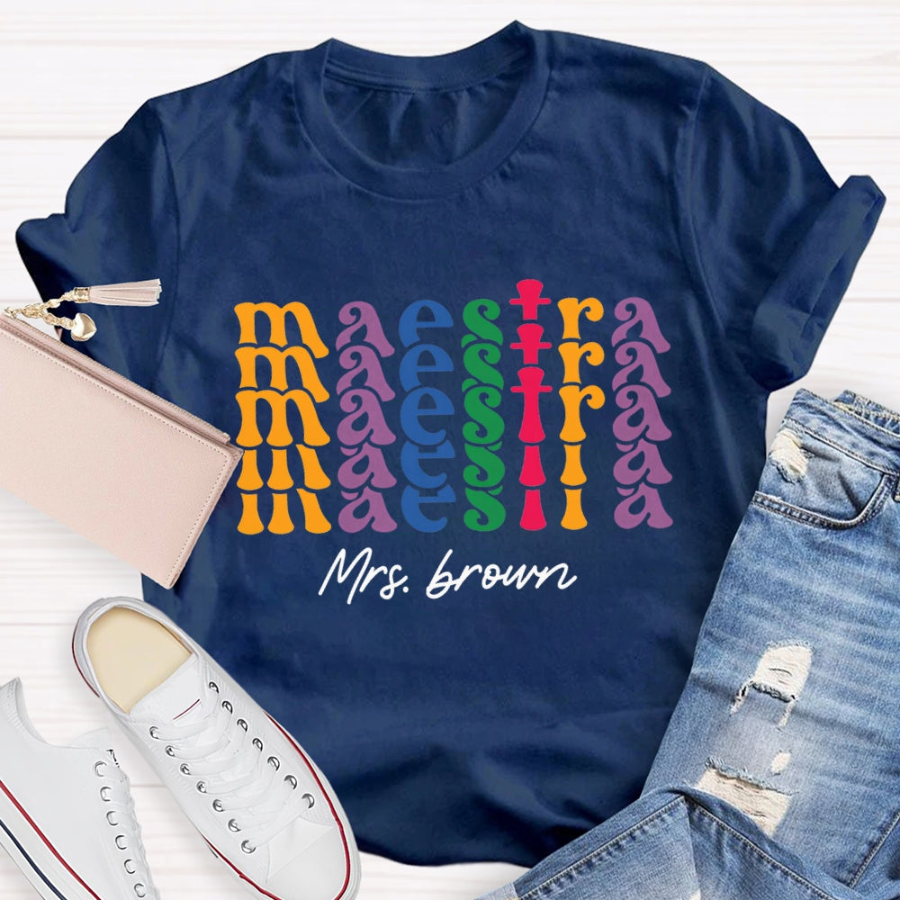 Personalized Name Maestra Bilingual Teacher T-shirt
