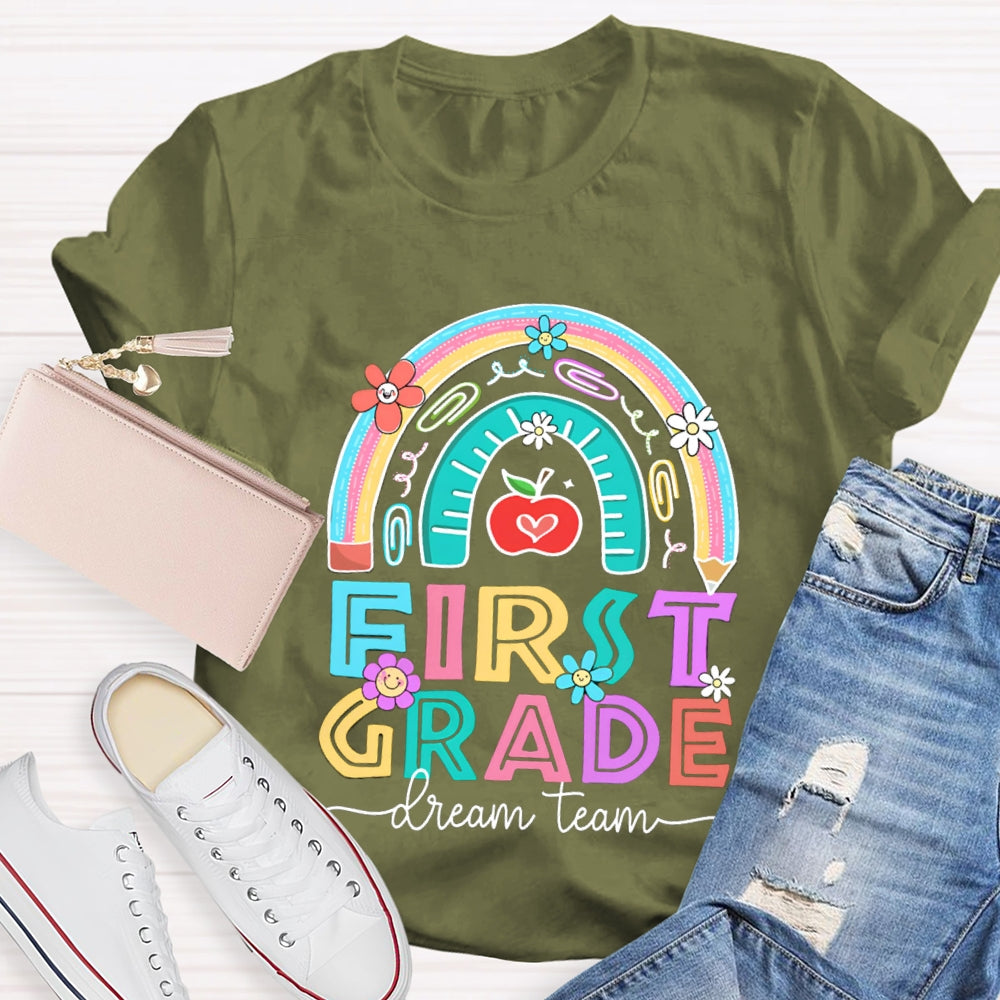 Personalized Grade First Grade Dream Team Colorful Sunflowers T-shirt