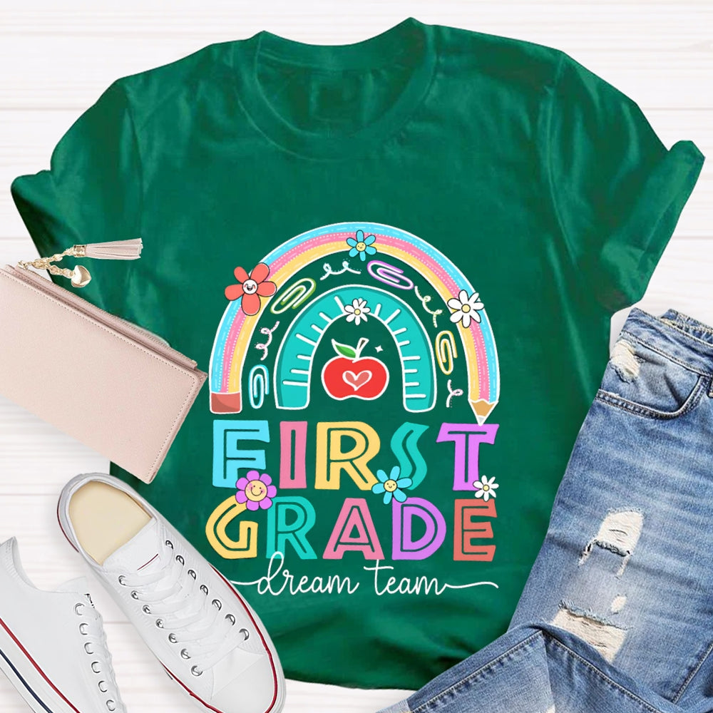 Personalized Grade First Grade Dream Team Colorful Sunflowers T-shirt