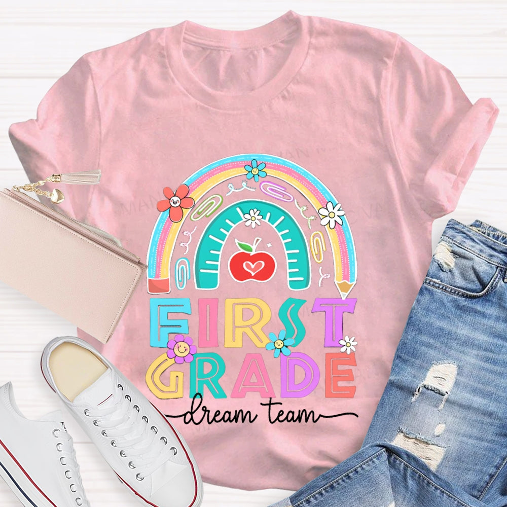 Personalized Grade First Grade Dream Team Colorful Sunflowers T-shirt
