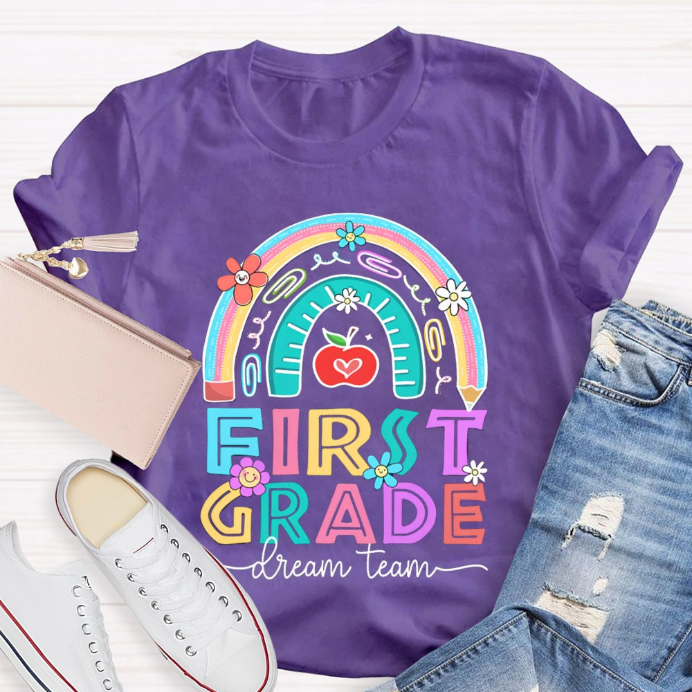 Personalized Grade First Grade Dream Team Colorful Sunflowers T-shirt