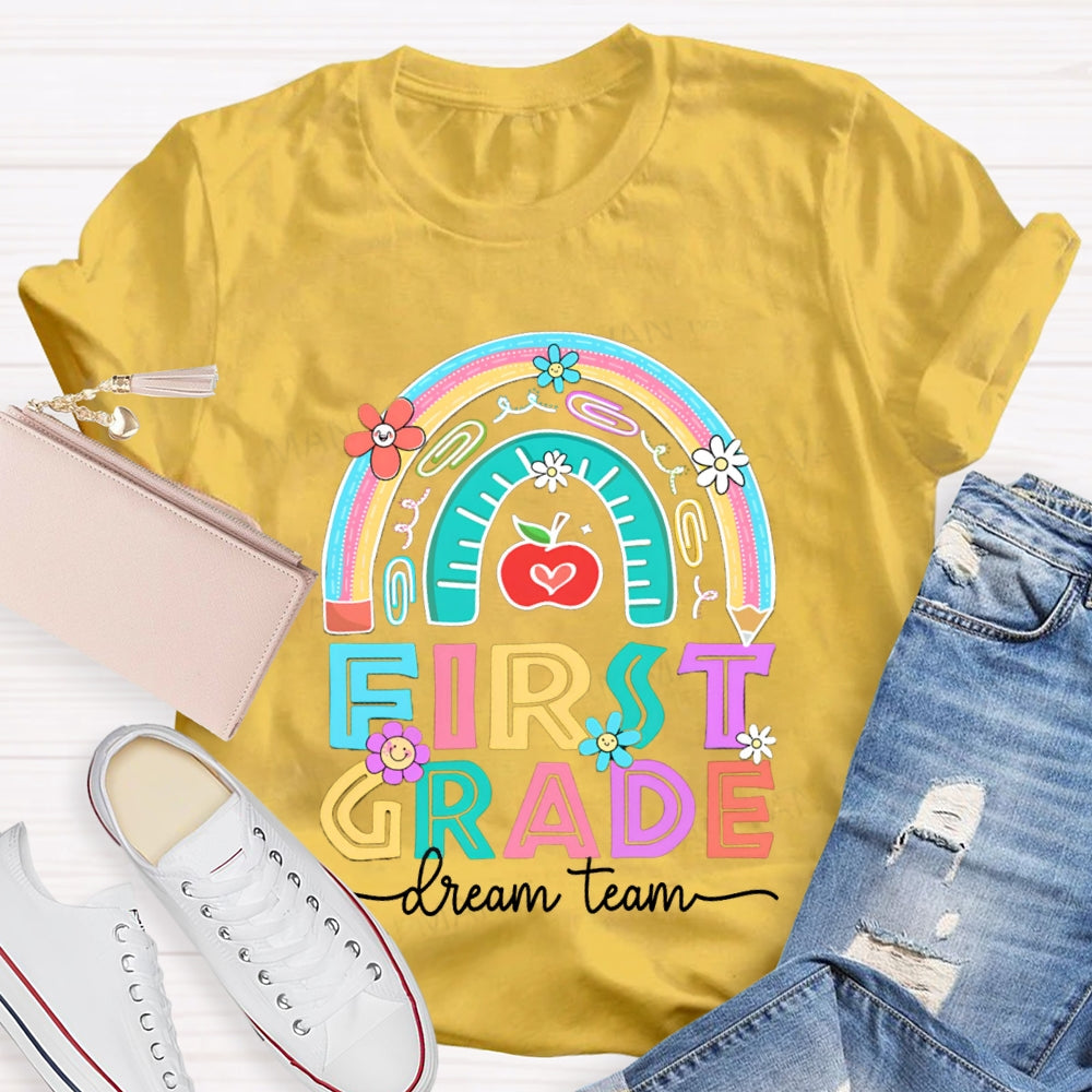 Personalized Grade First Grade Dream Team Colorful Sunflowers T-shirt