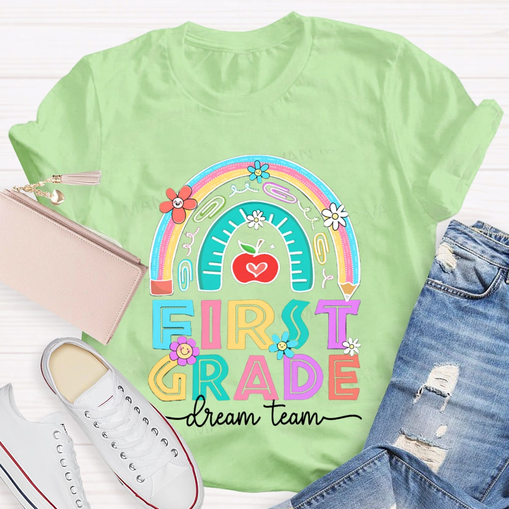 Personalized Grade First Grade Dream Team Colorful Sunflowers T-shirt