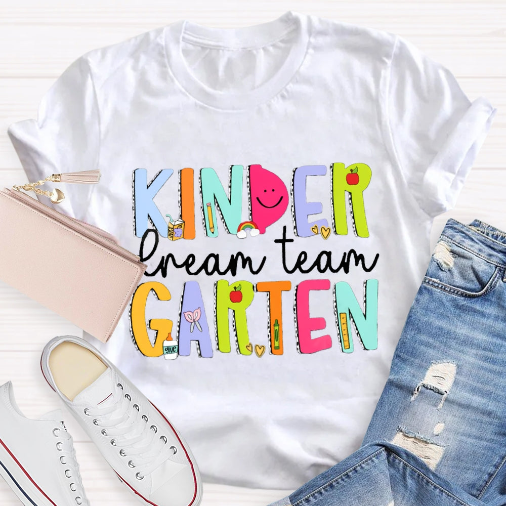 Personalized Grade Dream Team Smiley Face Design Teacher Shirt