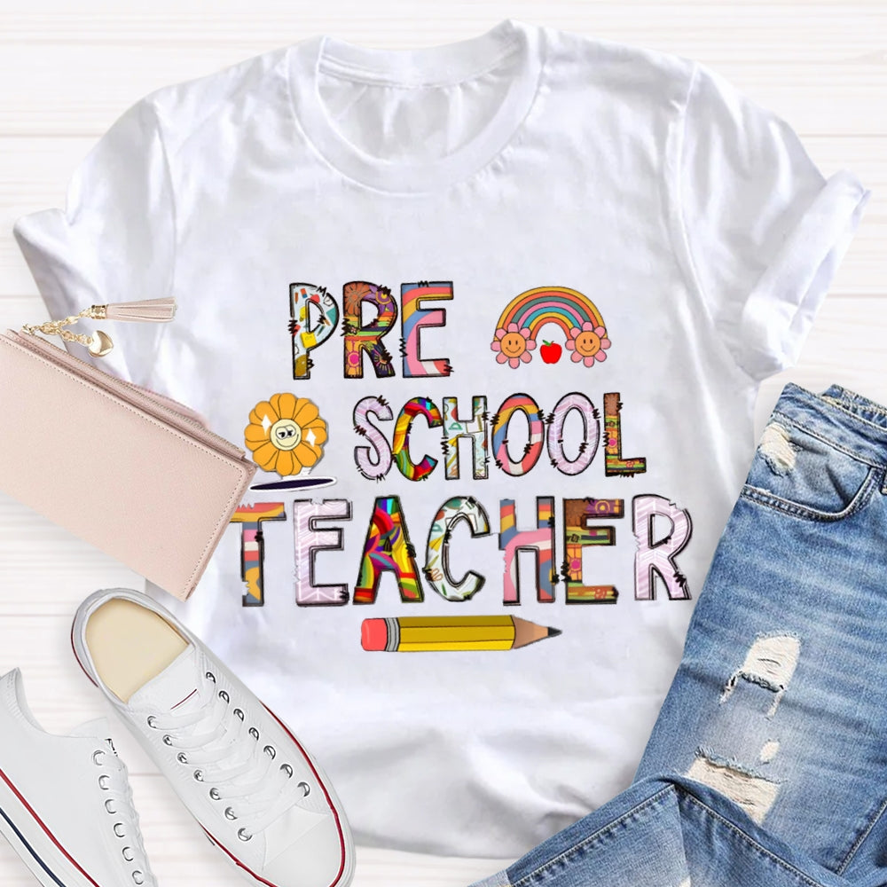 Personalized Grade Rainbow Teacher T-Shirt