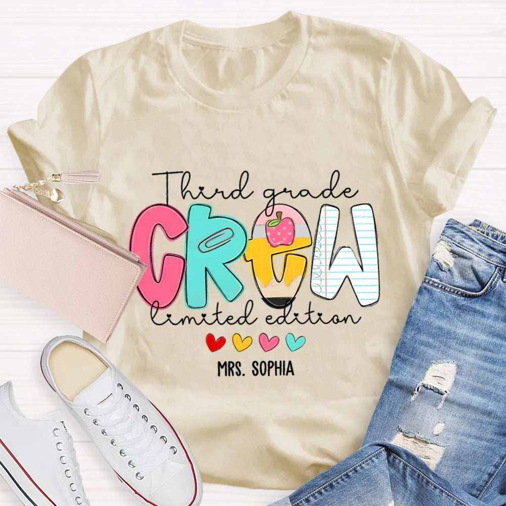 Personalized Grade And Name Third Grade Crew Limited Edition T-Shirt