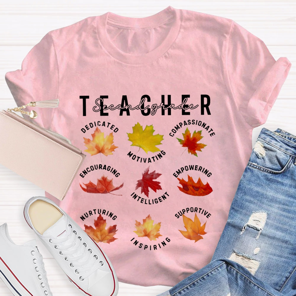 Personalized Grade Second Grade Dedicated Motivating Compassionate Supportive T-shirt
