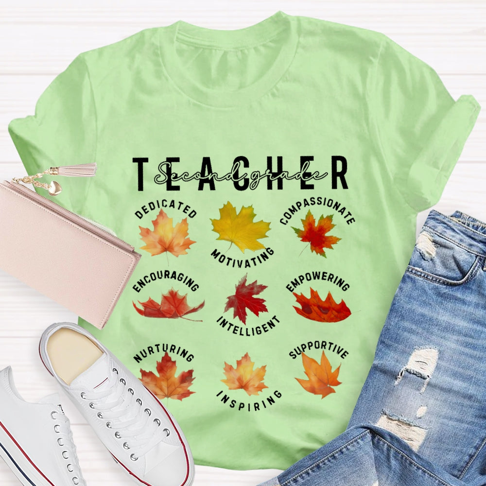Personalized Grade Second Grade Dedicated Motivating Compassionate Supportive T-shirt