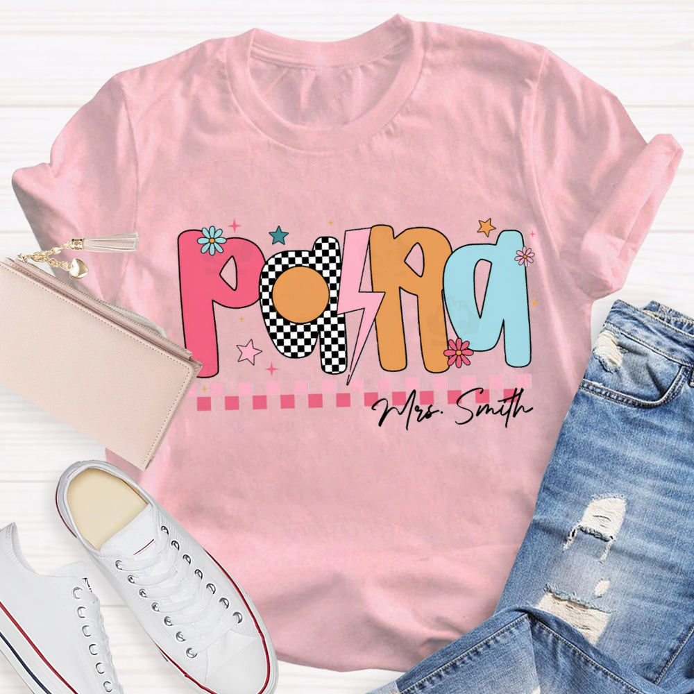 Personlized Name Paraprofessional Red Small Square T-shirt