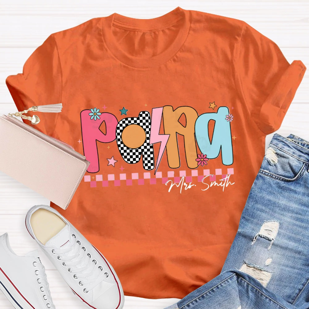 Personlized Name Paraprofessional Red Small Square T-shirt