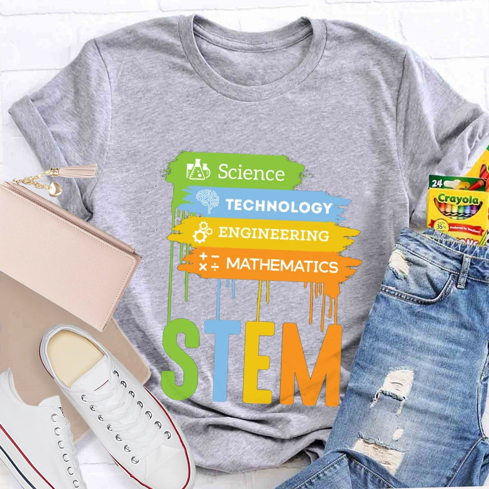 Science Technology Engineering Math Color Block T-shirt