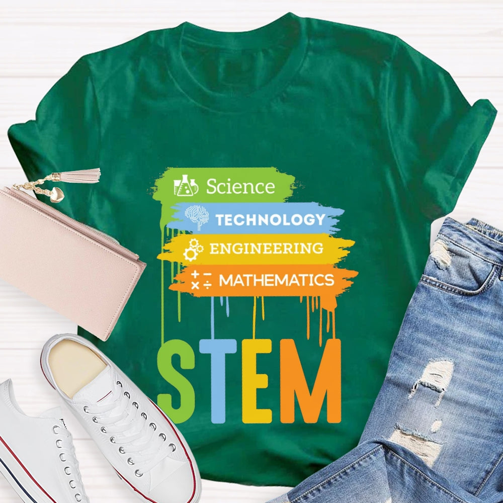 Science Technology Engineering Math Color Block T-shirt
