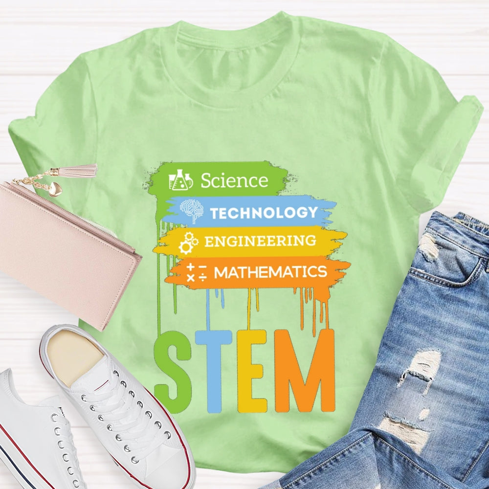 Science Technology Engineering Math Color Block T-shirt