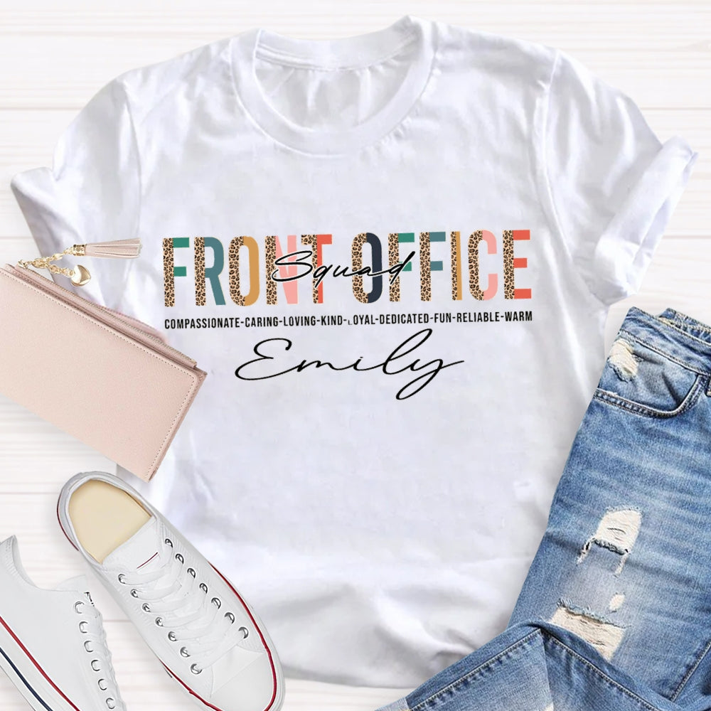 Personalized Name Front Office Squad Leopard Printed T-Shirt