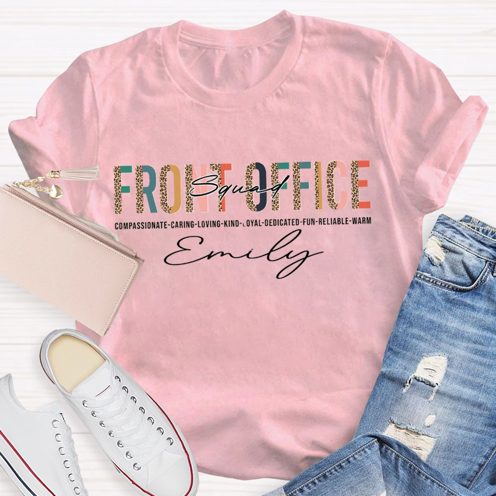 Personalized Name Front Office Squad Leopard Printed T-Shirt