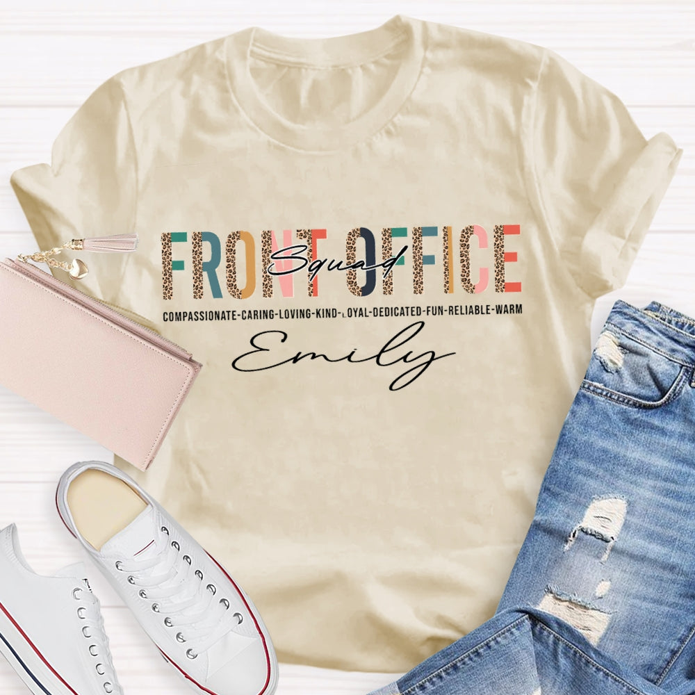 Personalized Name Front Office Squad Leopard Printed T-Shirt