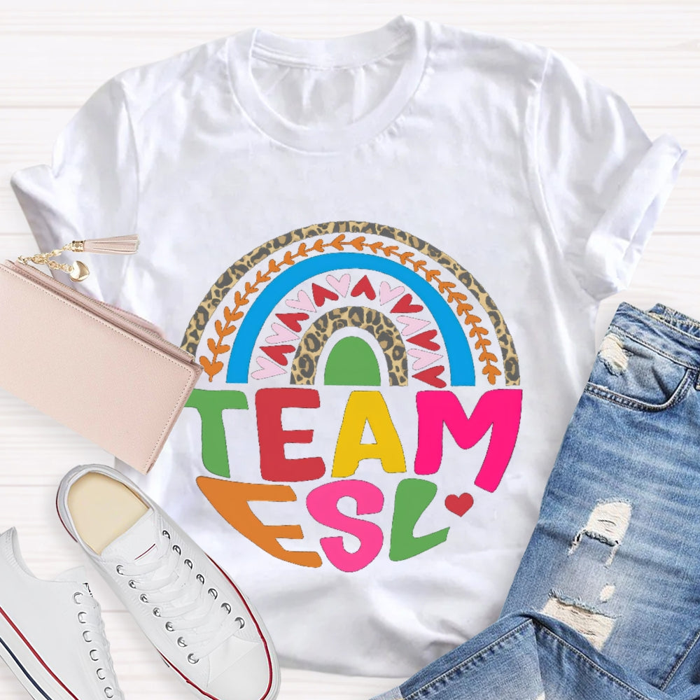 Team Esl Rainbow Heart T-shirt