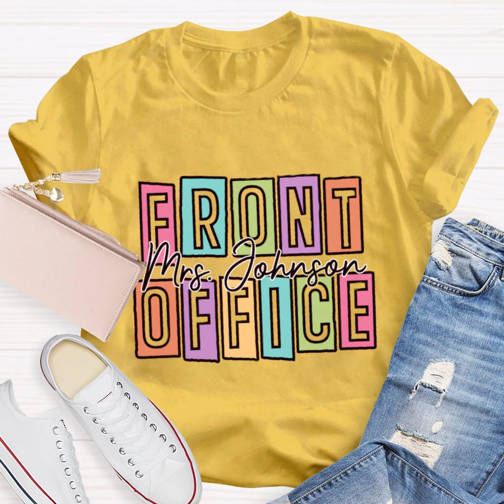 Personalized Name Front Office Square Letters T-shirt