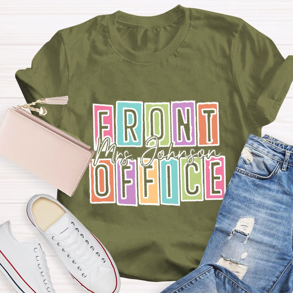 Personalized Name Front Office Square Letters T-shirt