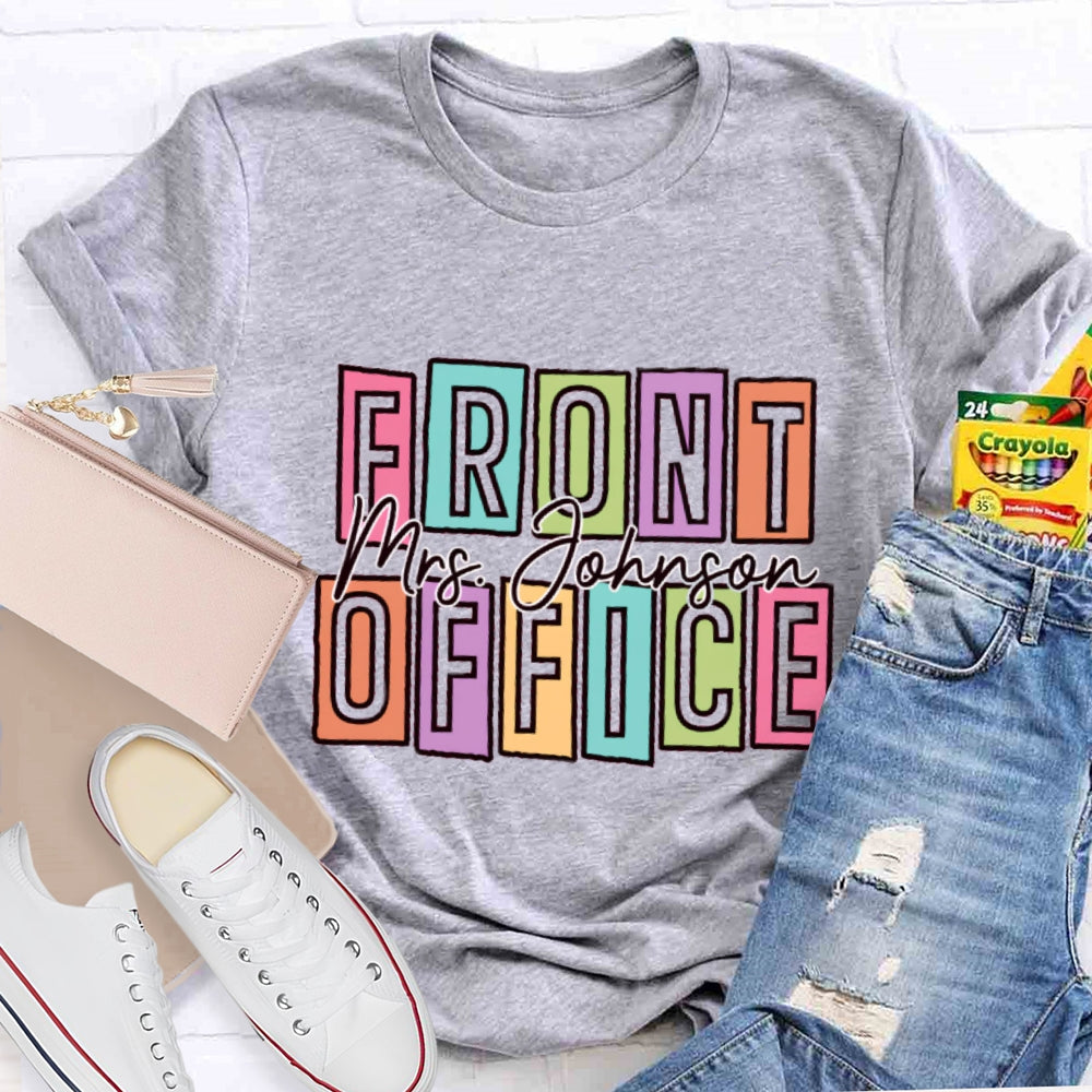Personalized Name Front Office Square Letters T-shirt